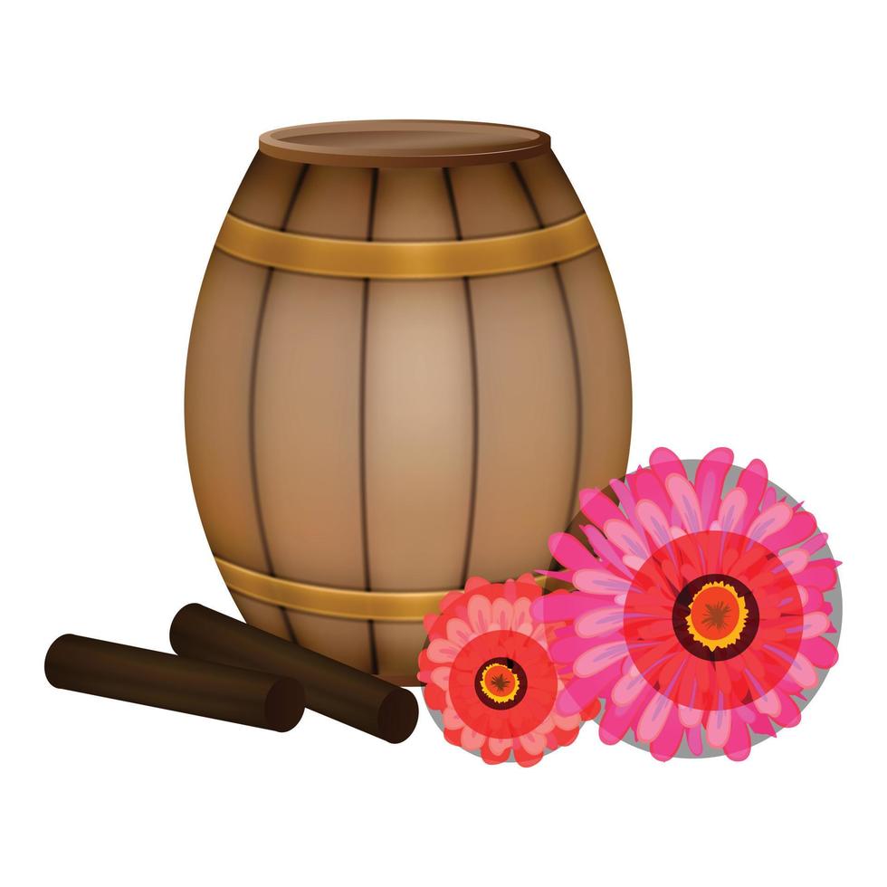 Propolis stick barrel honey icon, cartoon style vector