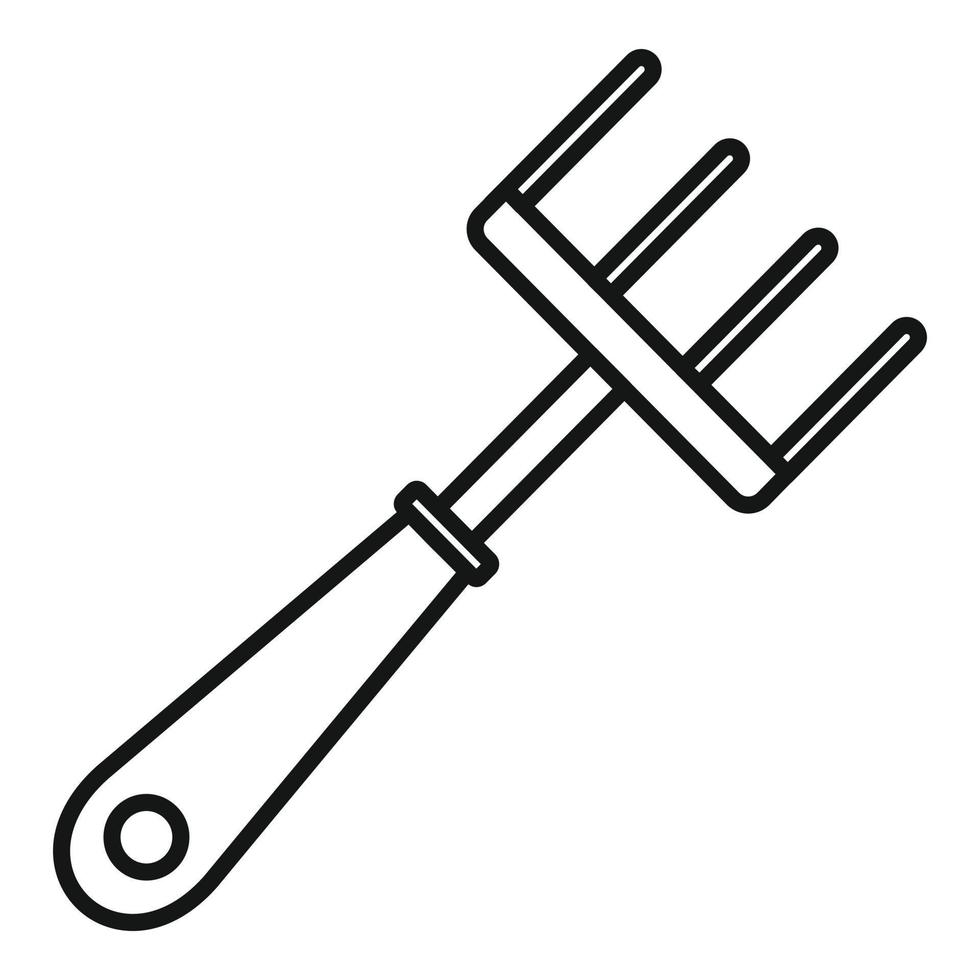 Hand rake icon, outline style vector