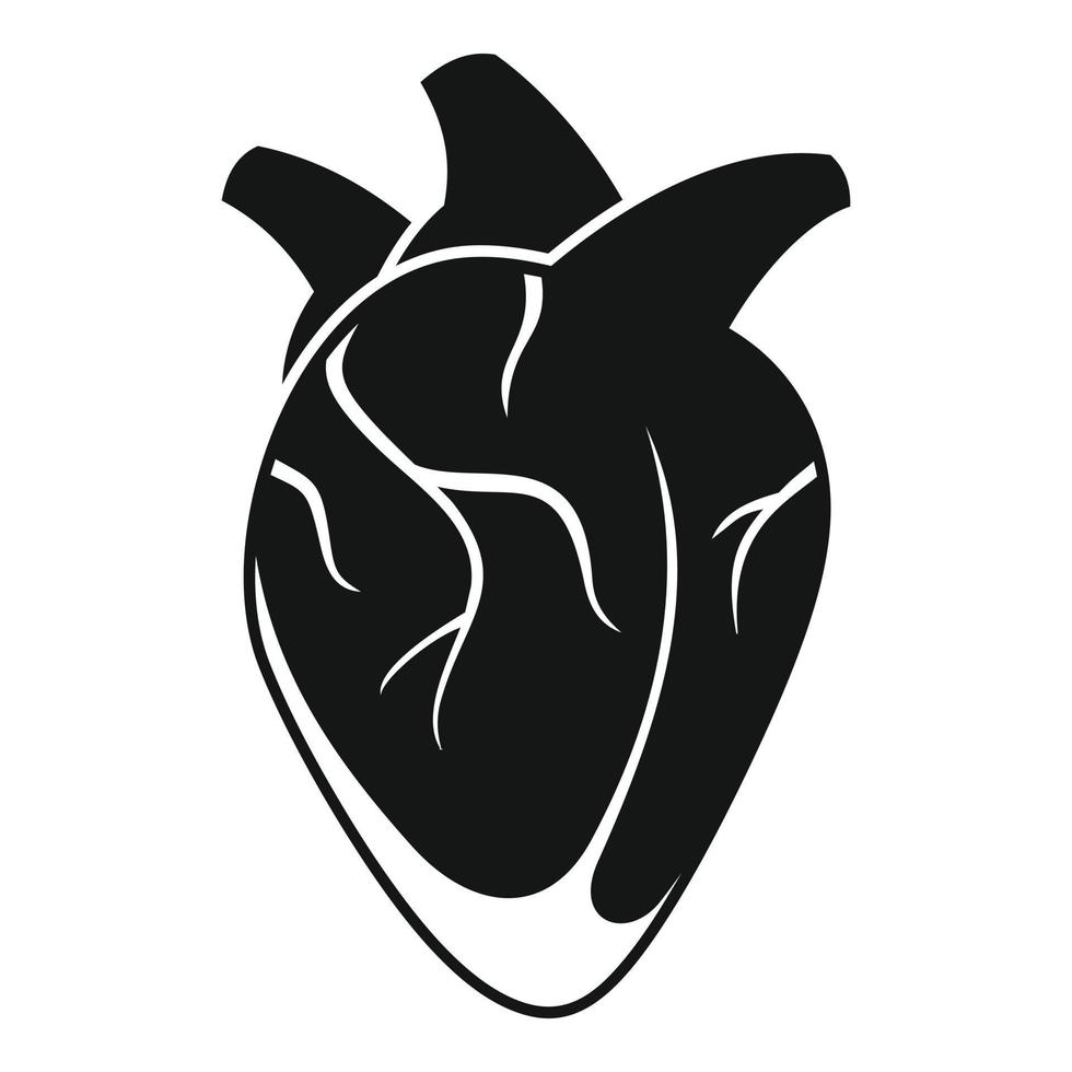 icono de corazón humano de órgano, estilo simple vector