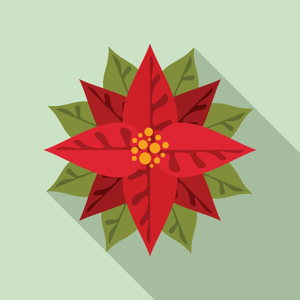 Poinsettia flower icon, flat style vector