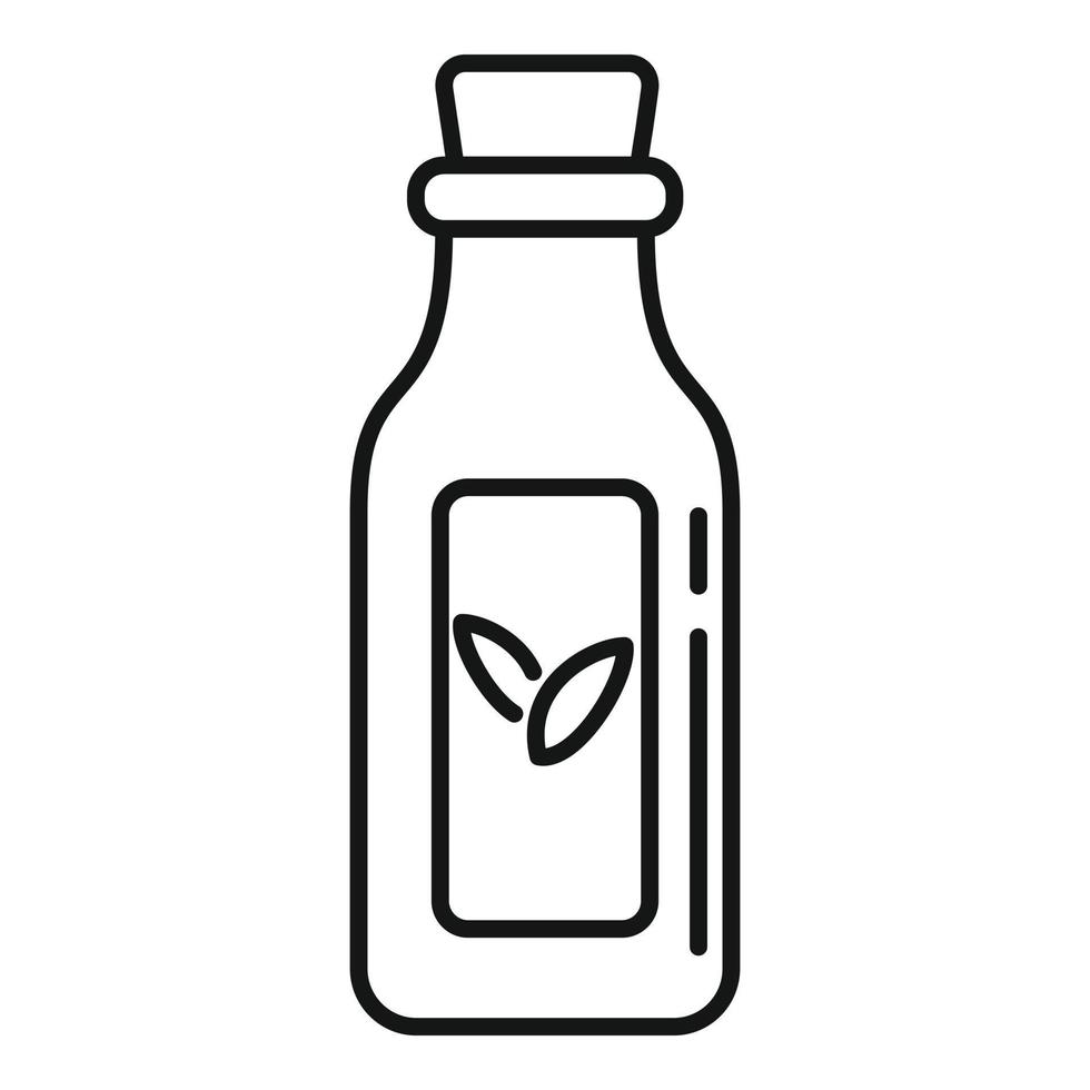 icono de botella de aceite ecológico, estilo de contorno vector