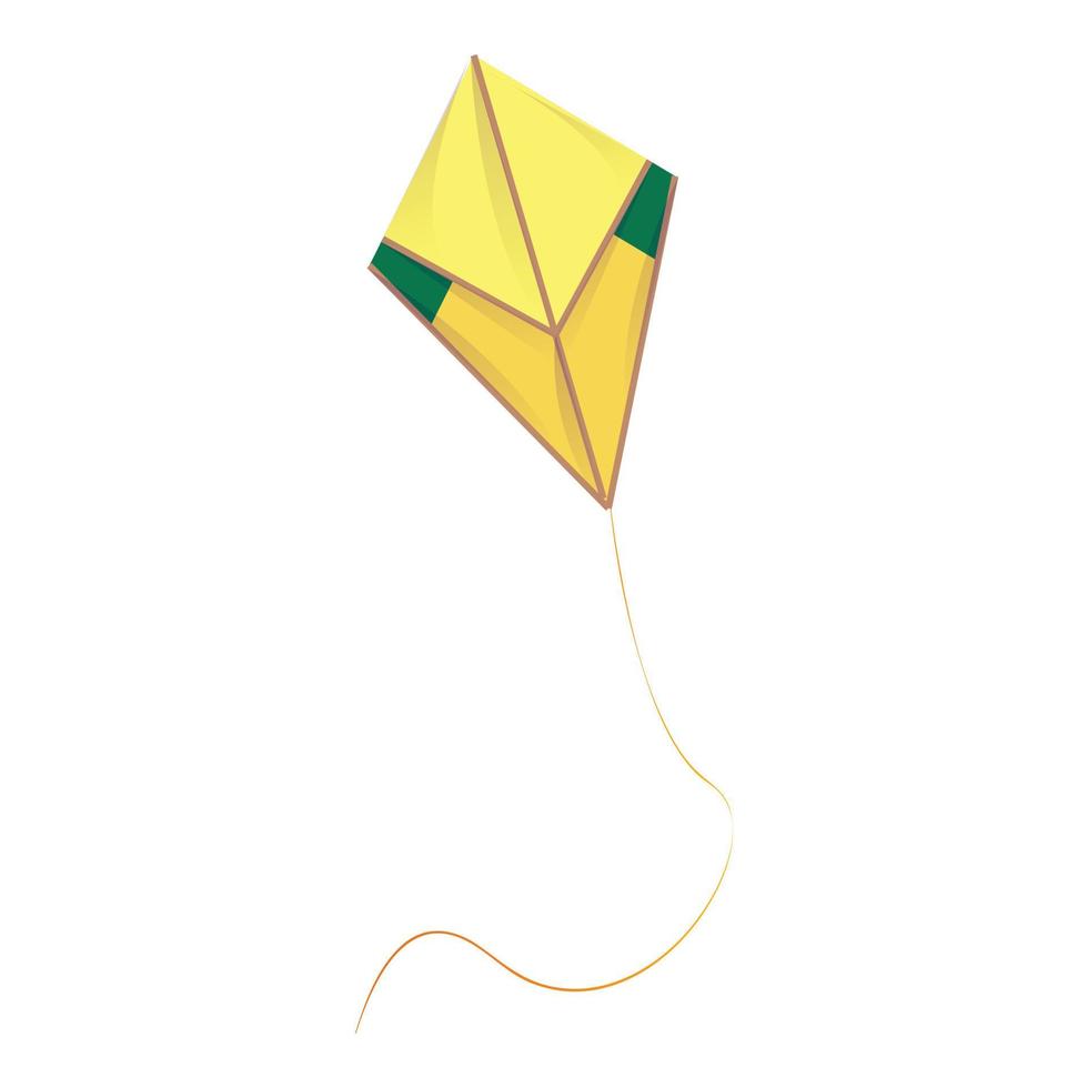Yellow kite icon, cartoon style vector
