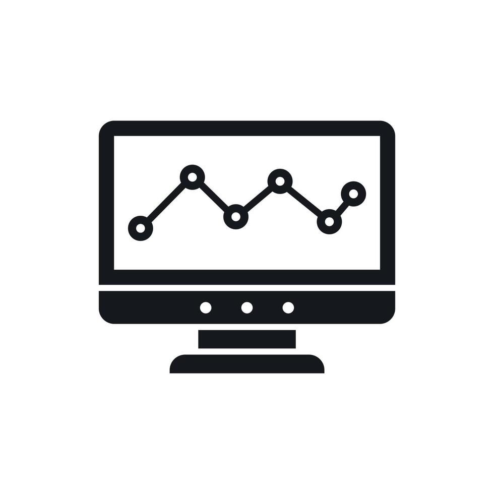 Graph in computer screen icon, simple style vector