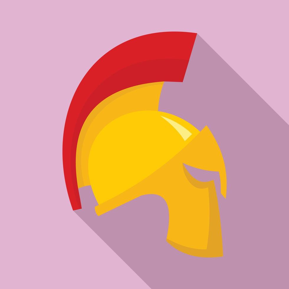 Gold sparta helmet icon, flat style vector