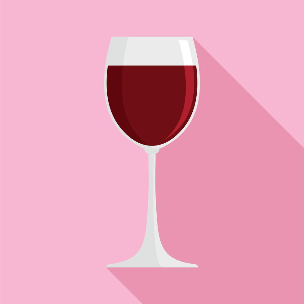 Glass of red wine icon, flat style vector