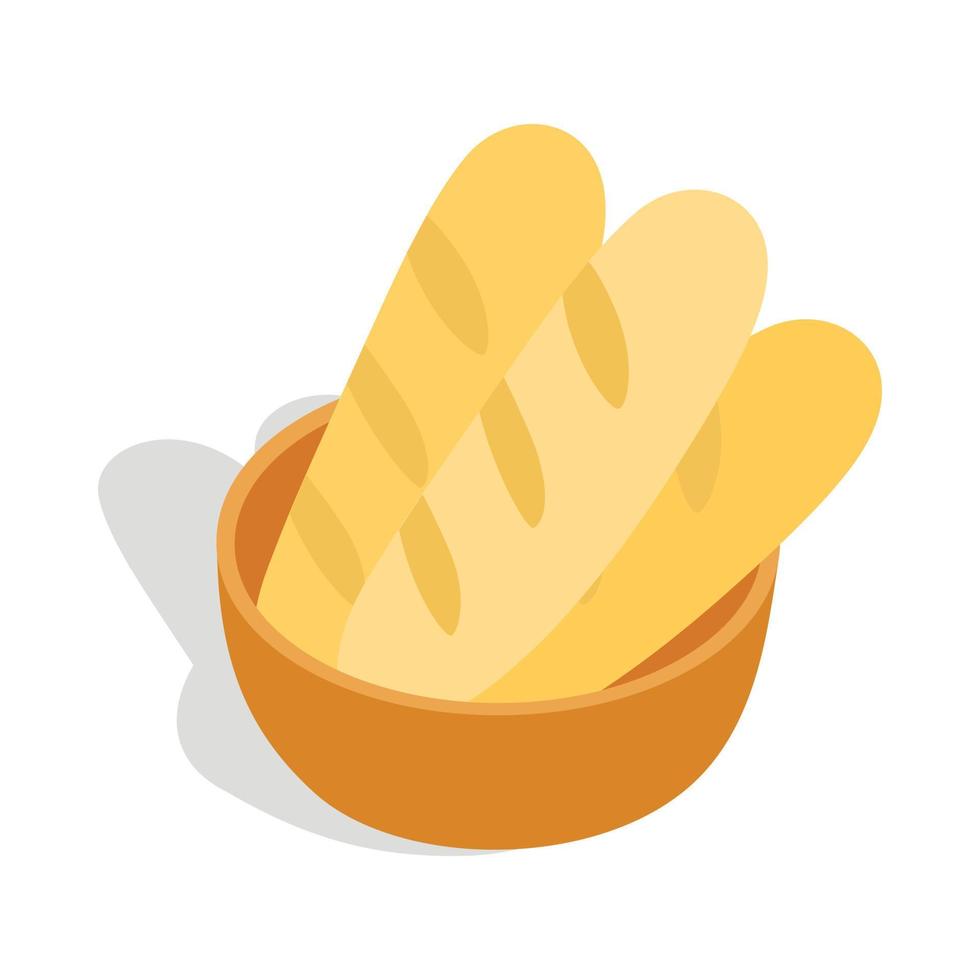 Fresh loaves icon, isometric 3d style vector