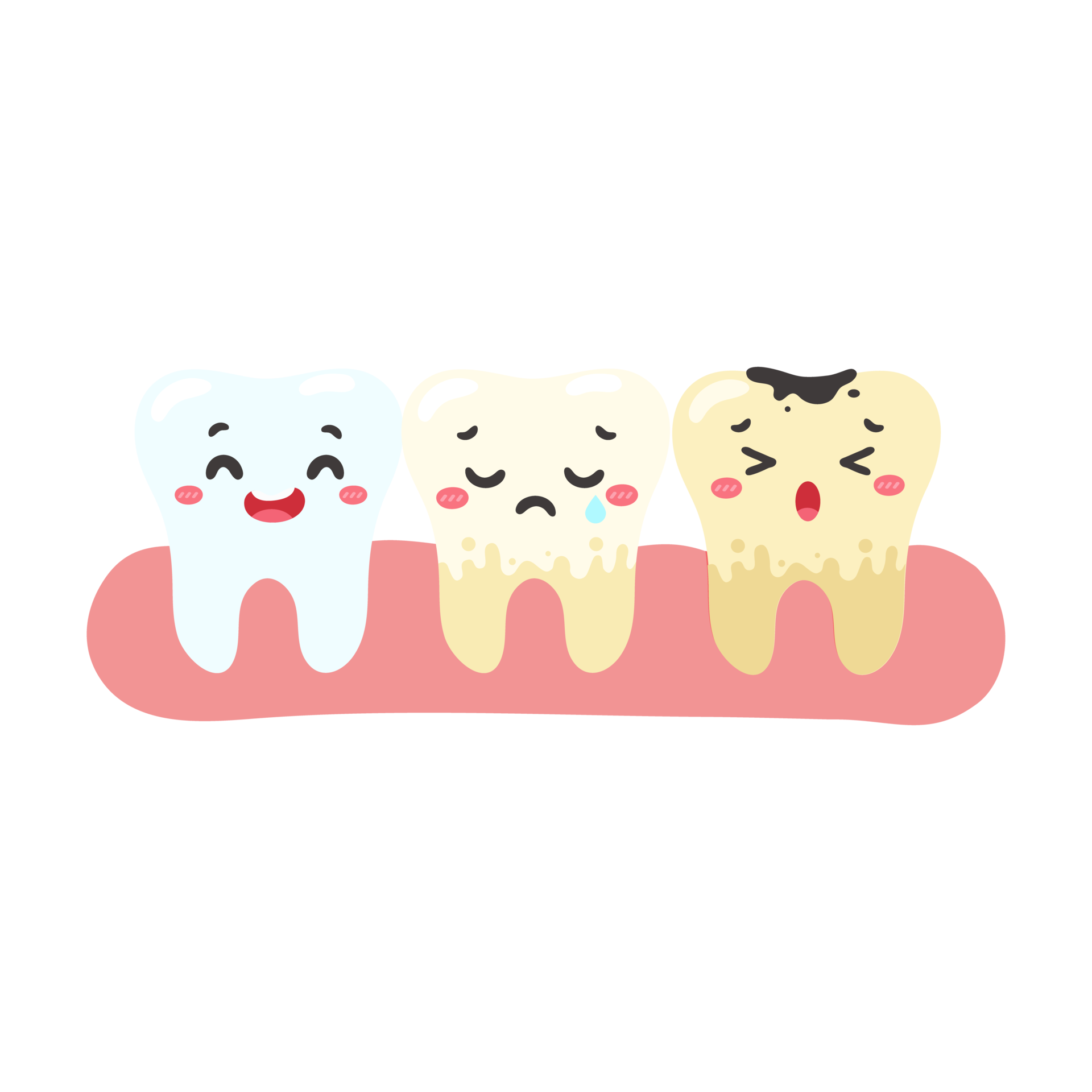 Free Cartoon teeth and gums inside the mouth are happy with the problem of  tooth decay. There are plaque on the teeth. 14629798 PNG with Transparent  Background