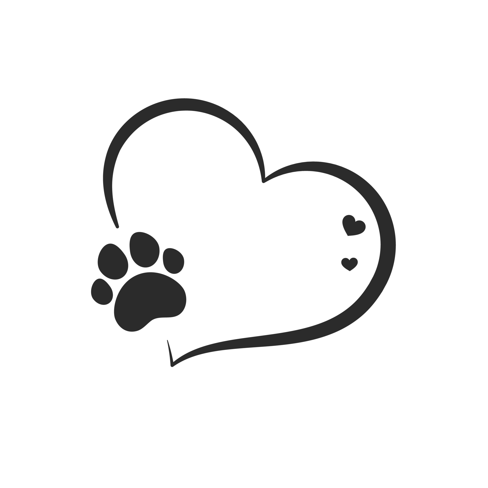 design loves dogs. Heart, bone and floating dog feet for pet supplies