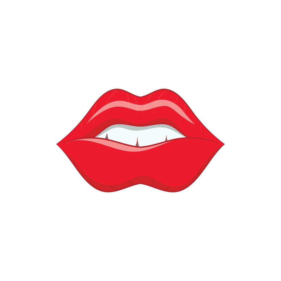 Red lips icon in cartoon style vector