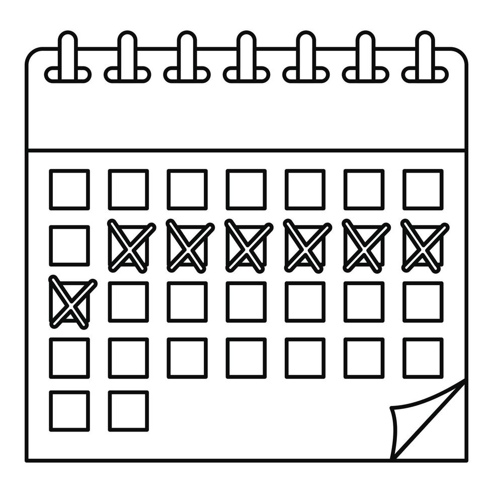 Contraceptive calendar icon, outline style vector
