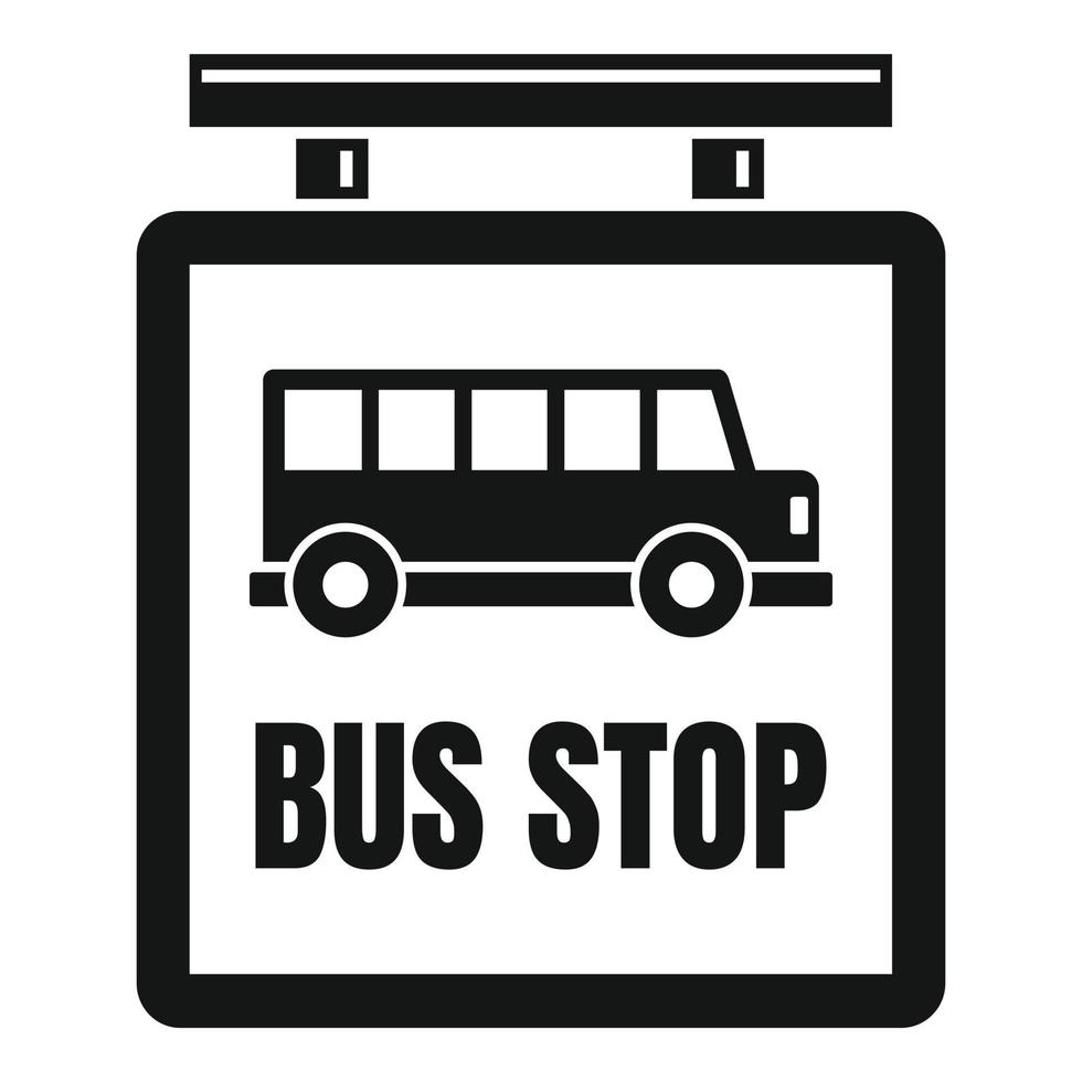 Bus stop station sign icon, simple style vector