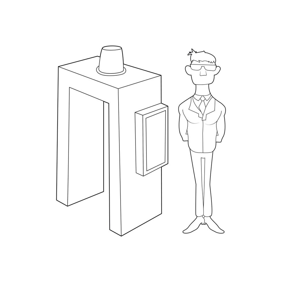 Check on metal detector icon, outline style vector