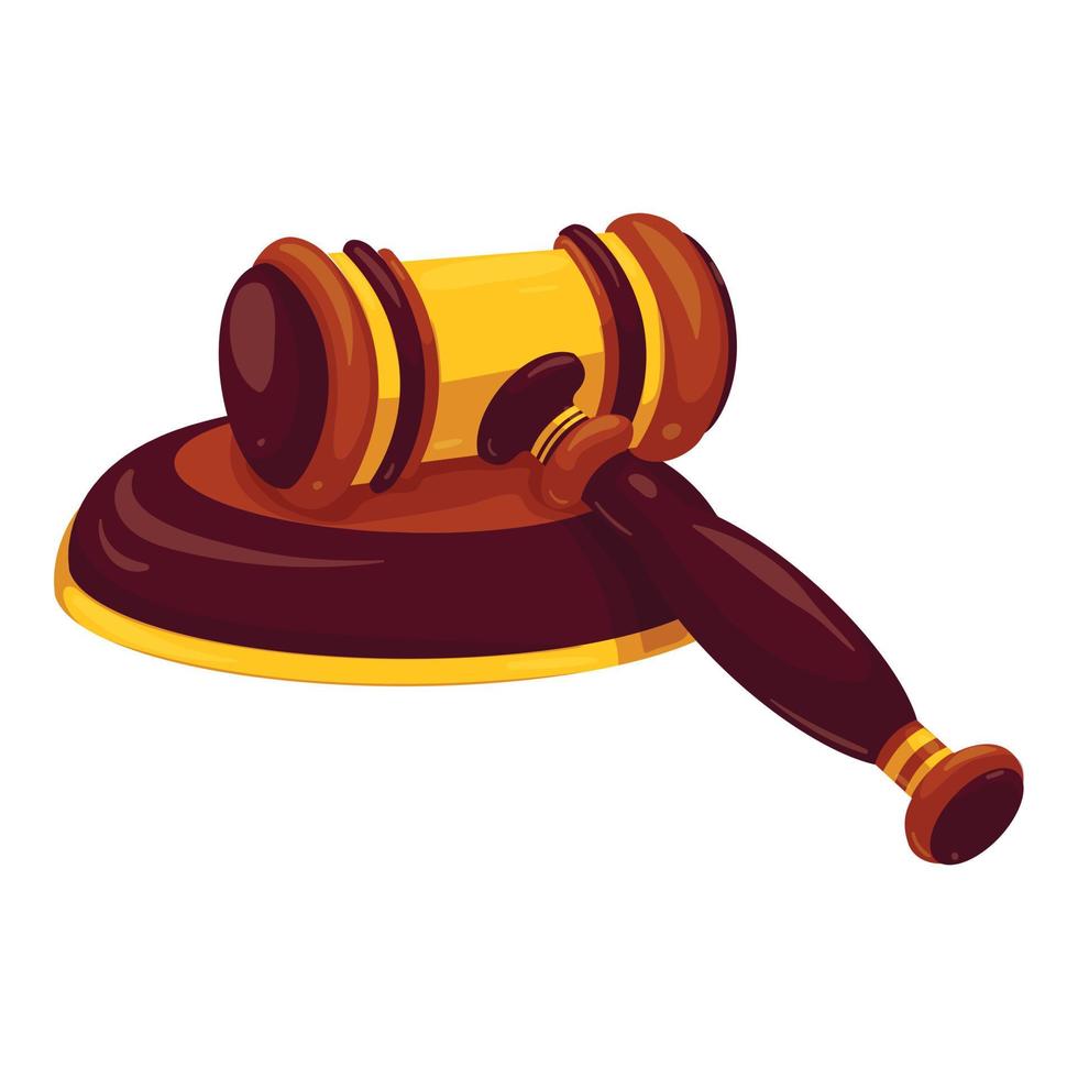 Judge gavel icon, cartoon style vector