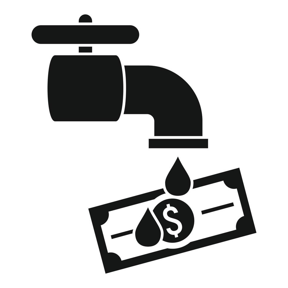 Water tap money laundering icon, simple style vector