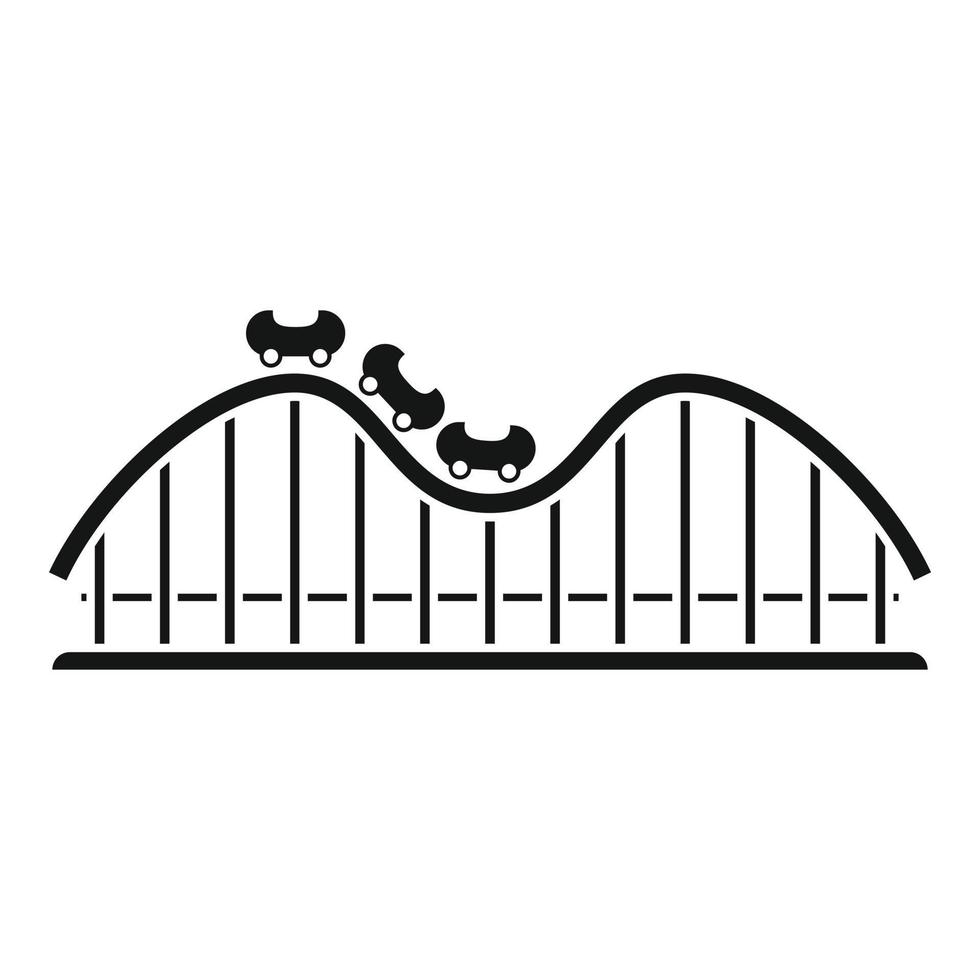 Roller coaster amusement icon, simple style vector