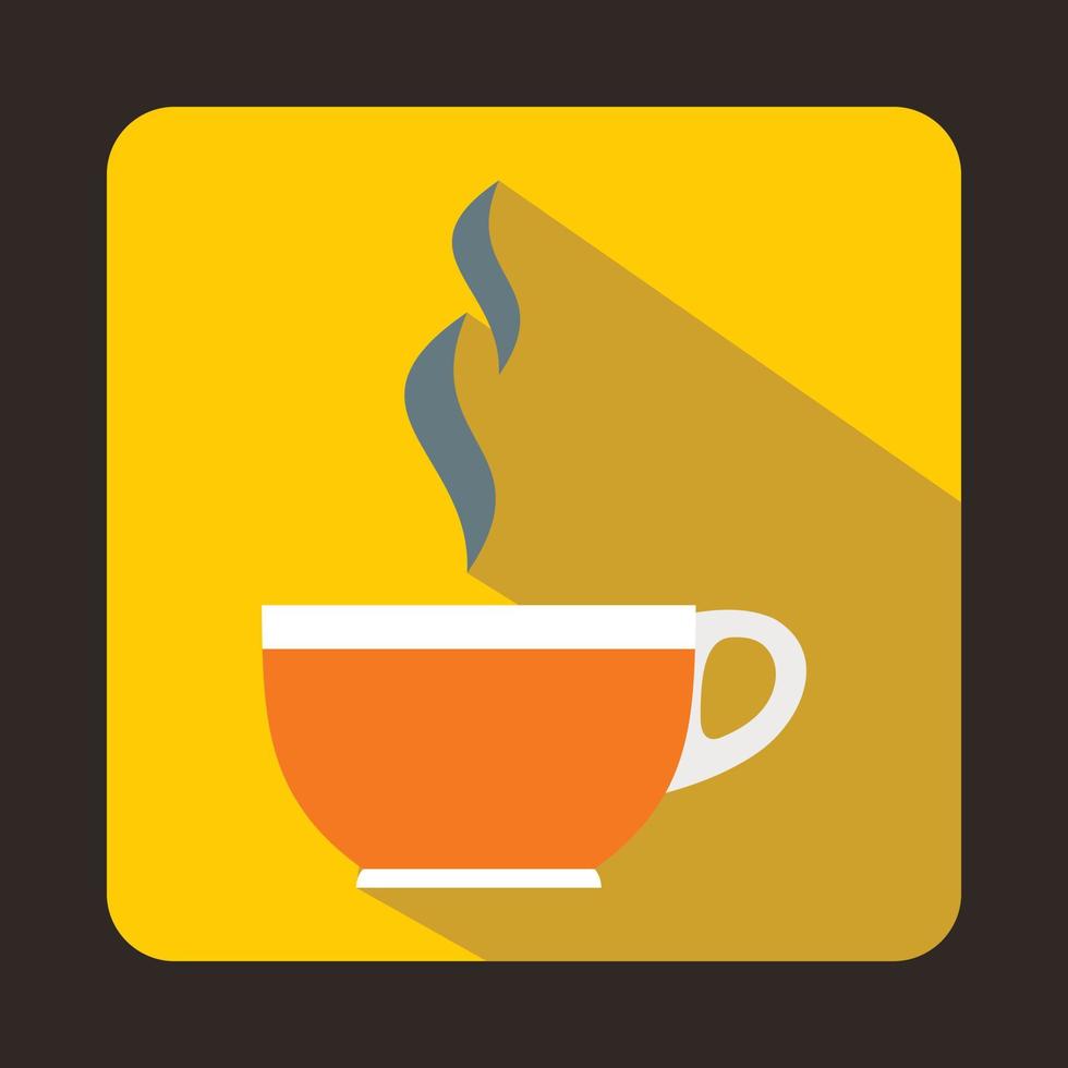 Glass cup of tea icon, flat style vector