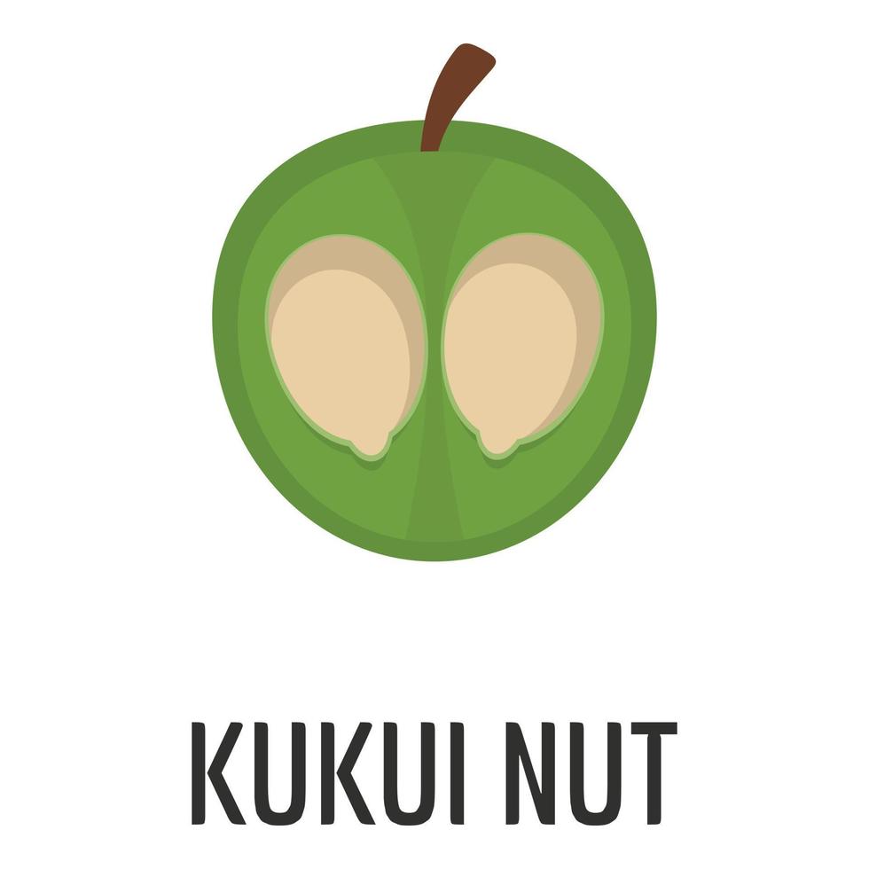 icono de nuez kukui, estilo plano vector