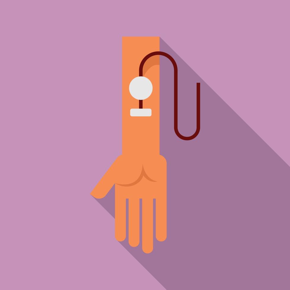 Hand blood transfusion icon, flat style vector