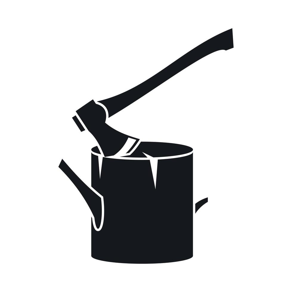 Axe stuck in a tree stump icon, simple style vector