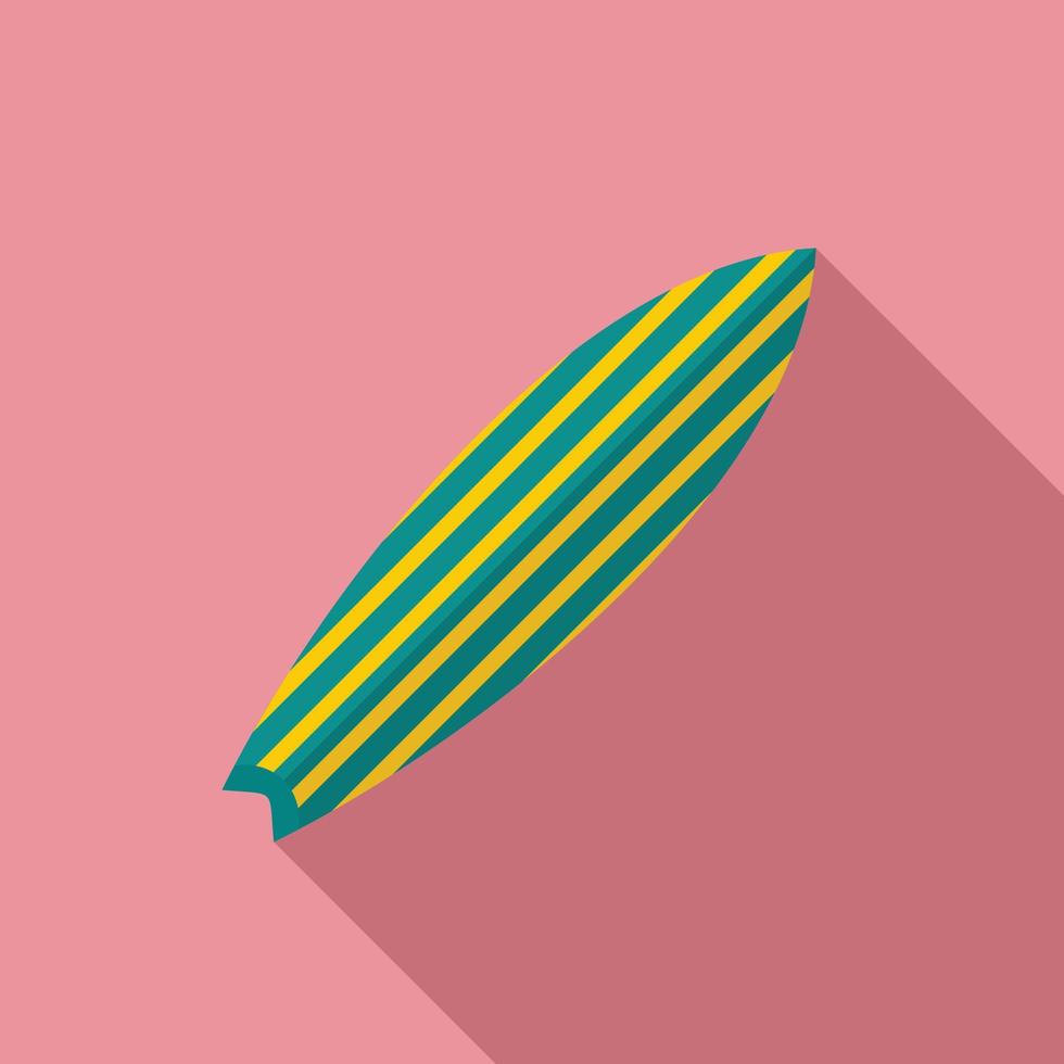 Green striped surfboard icon, flat style vector