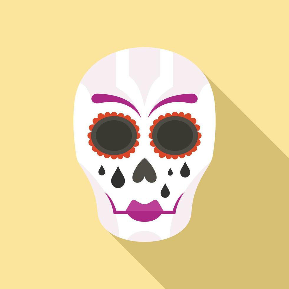 icono de calavera de mujer mexicana, estilo plano vector