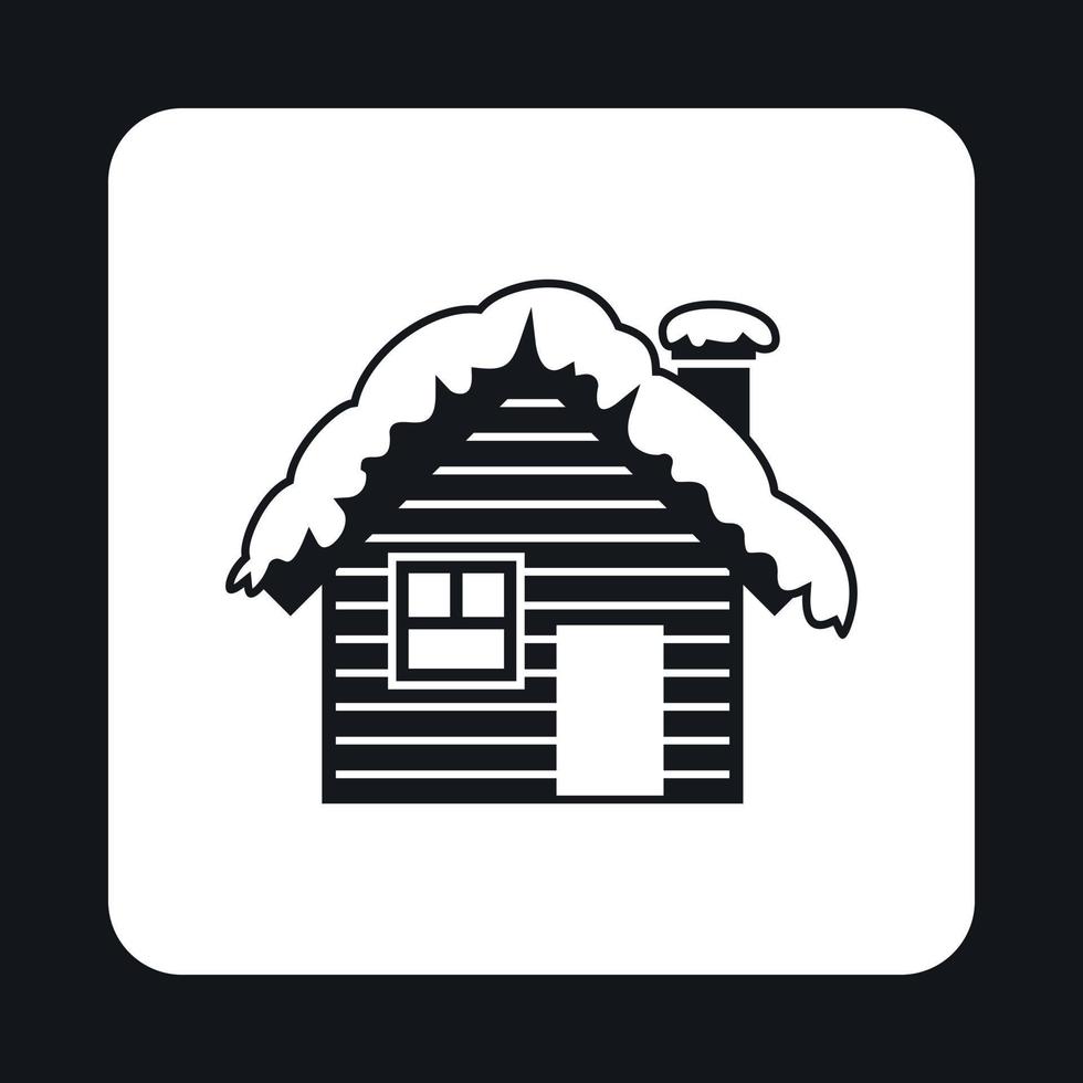 Small snowy cottage icon, simple style vector