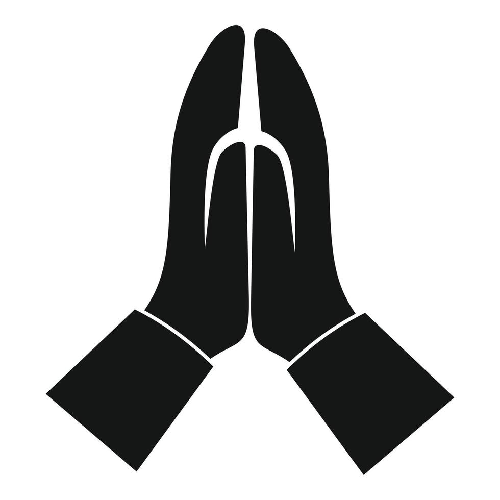 Person hands prayer icon, simple style vector