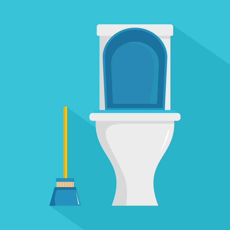 Cleaning toilet icon, flat style vector