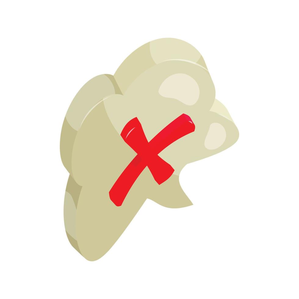 Red cros in a cloud icon, cartoon style vector