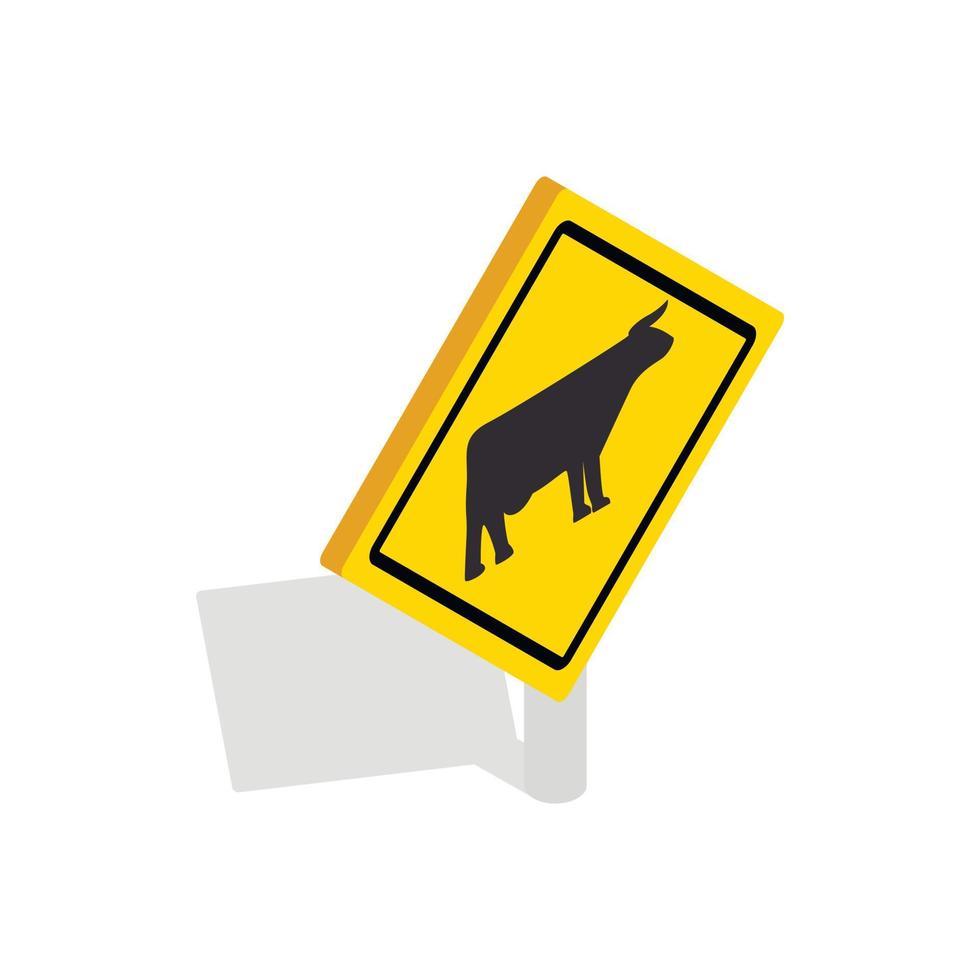 Cattle traffic warning icon, isometric 3d style vector
