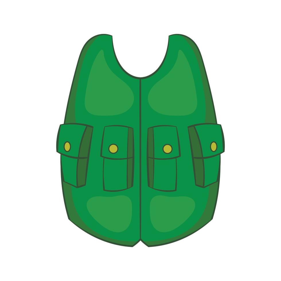 Green hunter vest icon, cartoon style vector