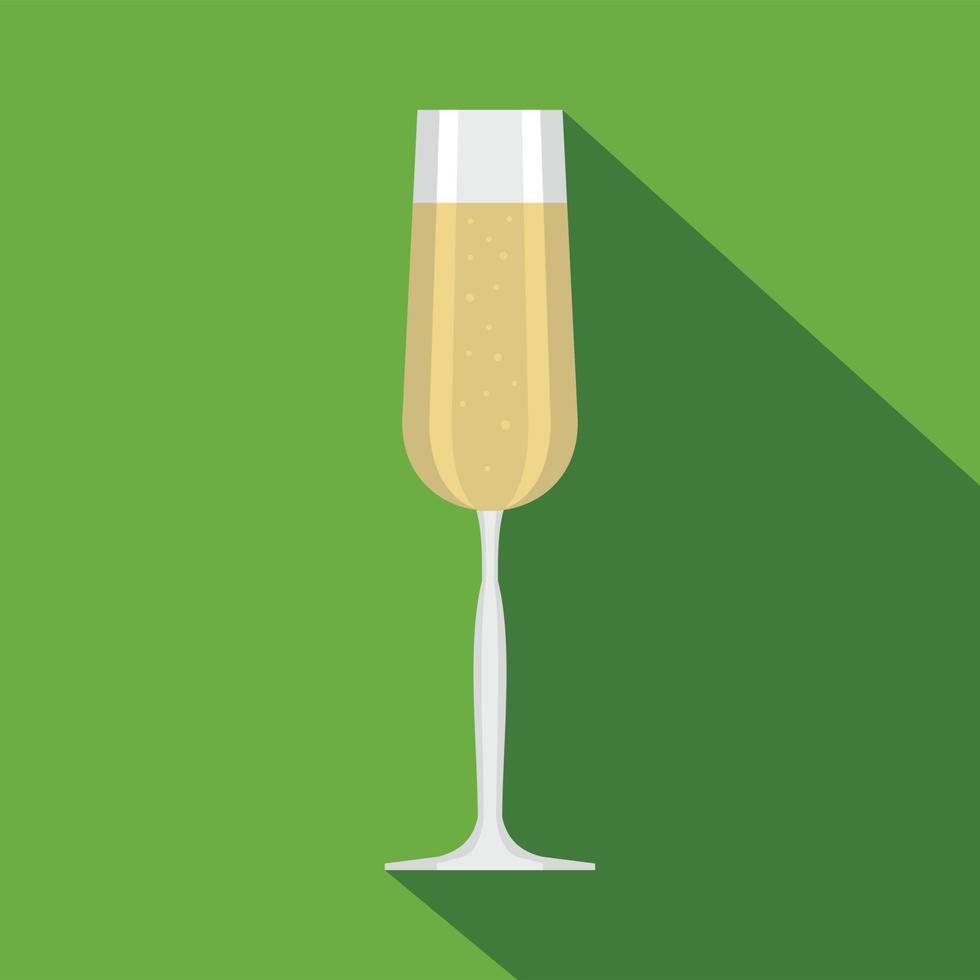 Glass of champagne icon, flat style vector