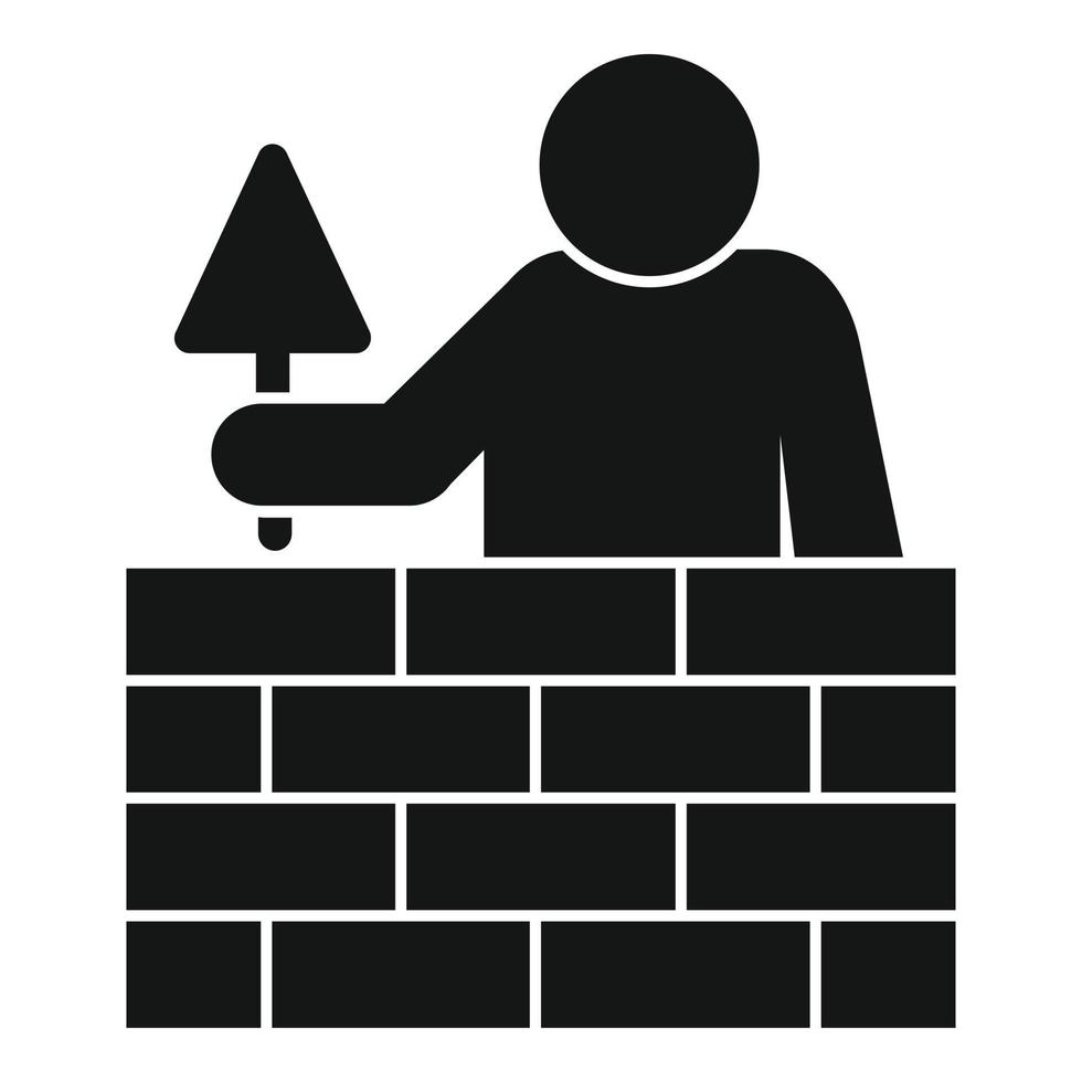 Tiler brick wall icon, simple style vector
