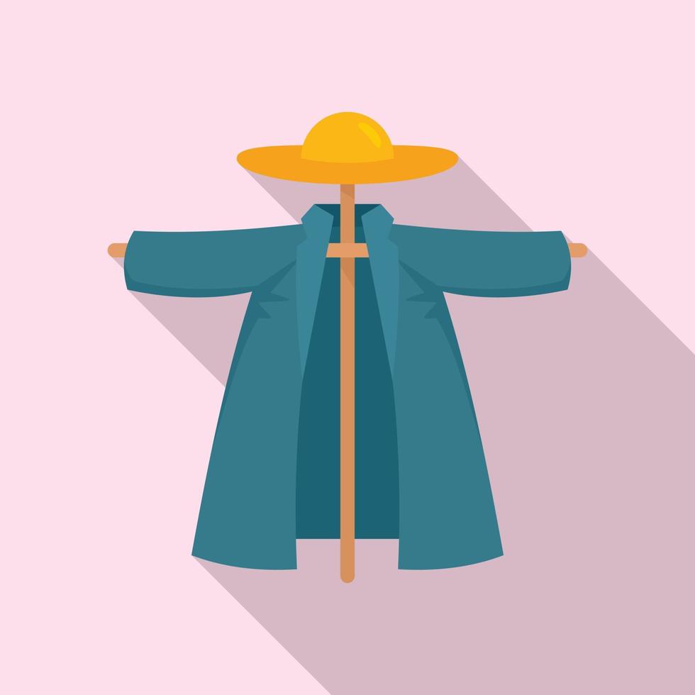 Garden scarecrow icon, flat style vector