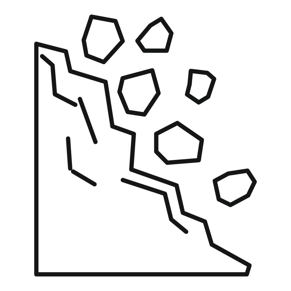 Road landslide icon, outline style vector