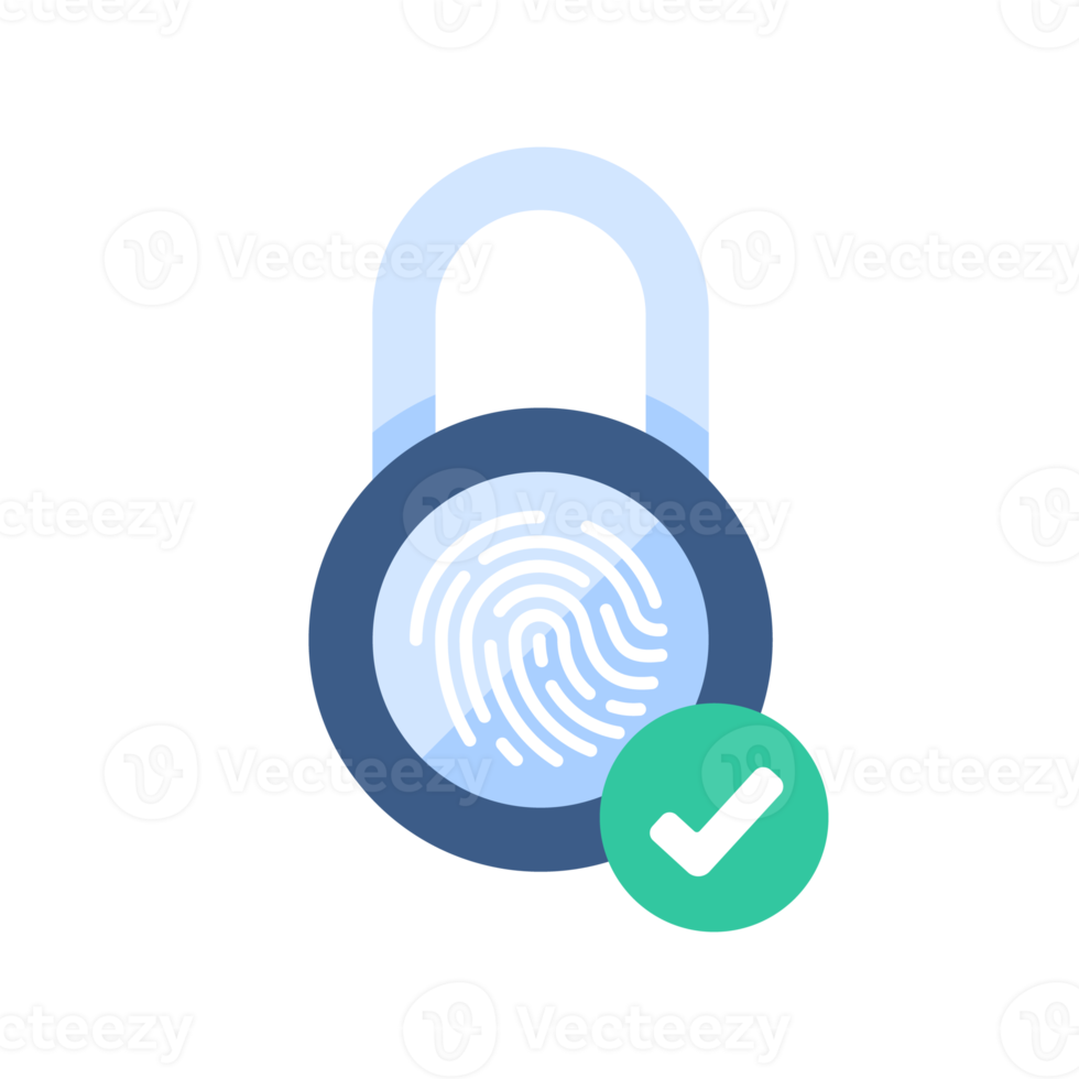 Entriegeln des Vorhängeschlosses mit Authentifizierungstechnologie. Datenschutzkonzept png