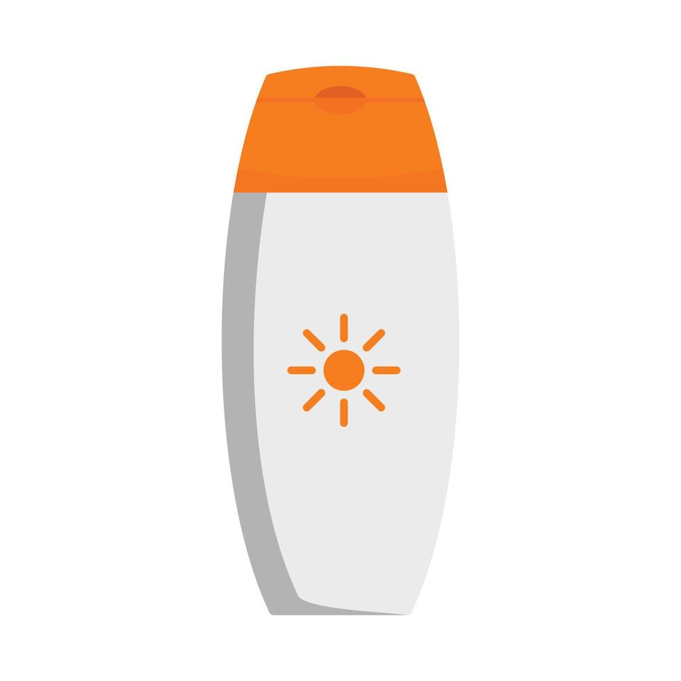 Sunscreen bottle cream icon, flat style vector