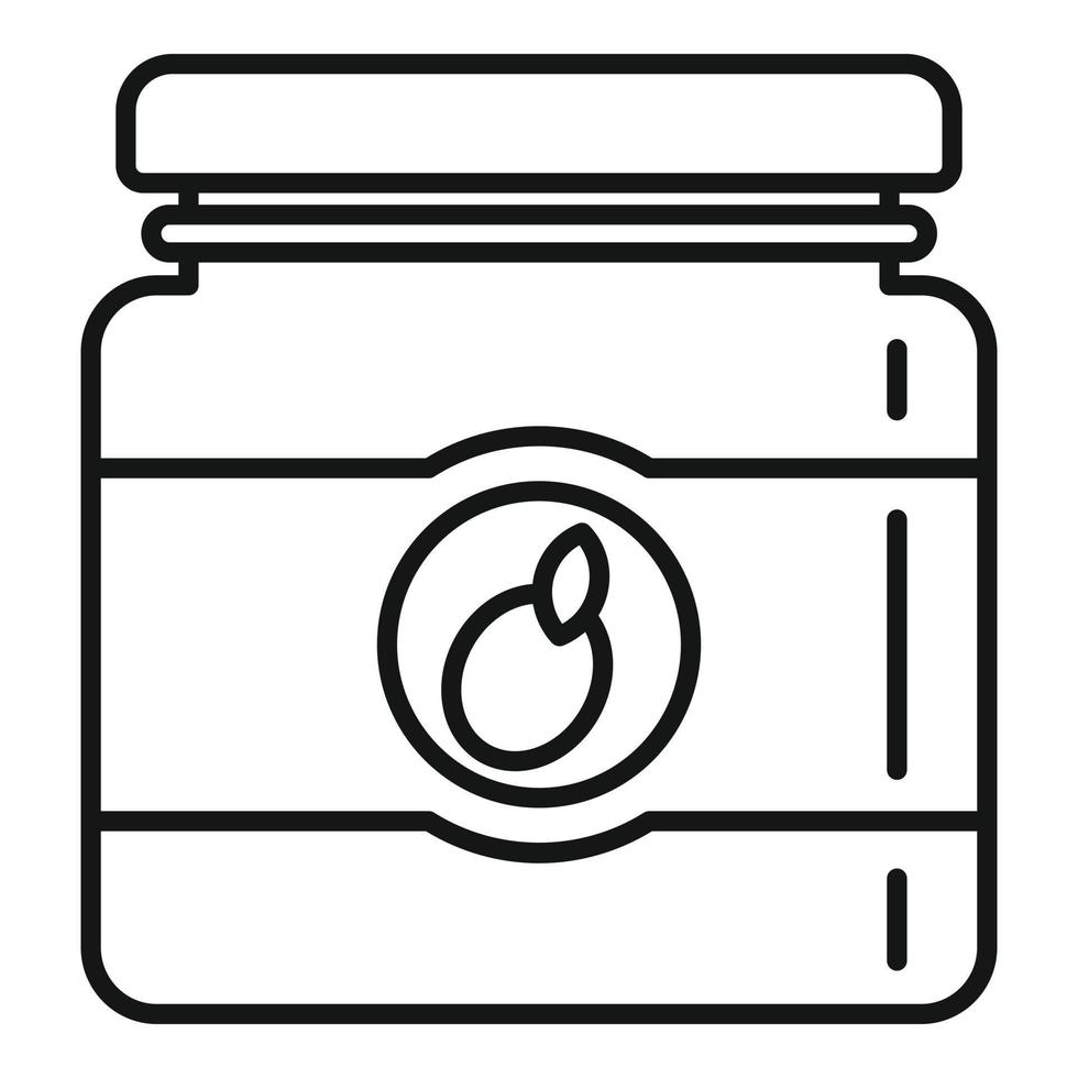 Plum jam jar icon, outline style vector