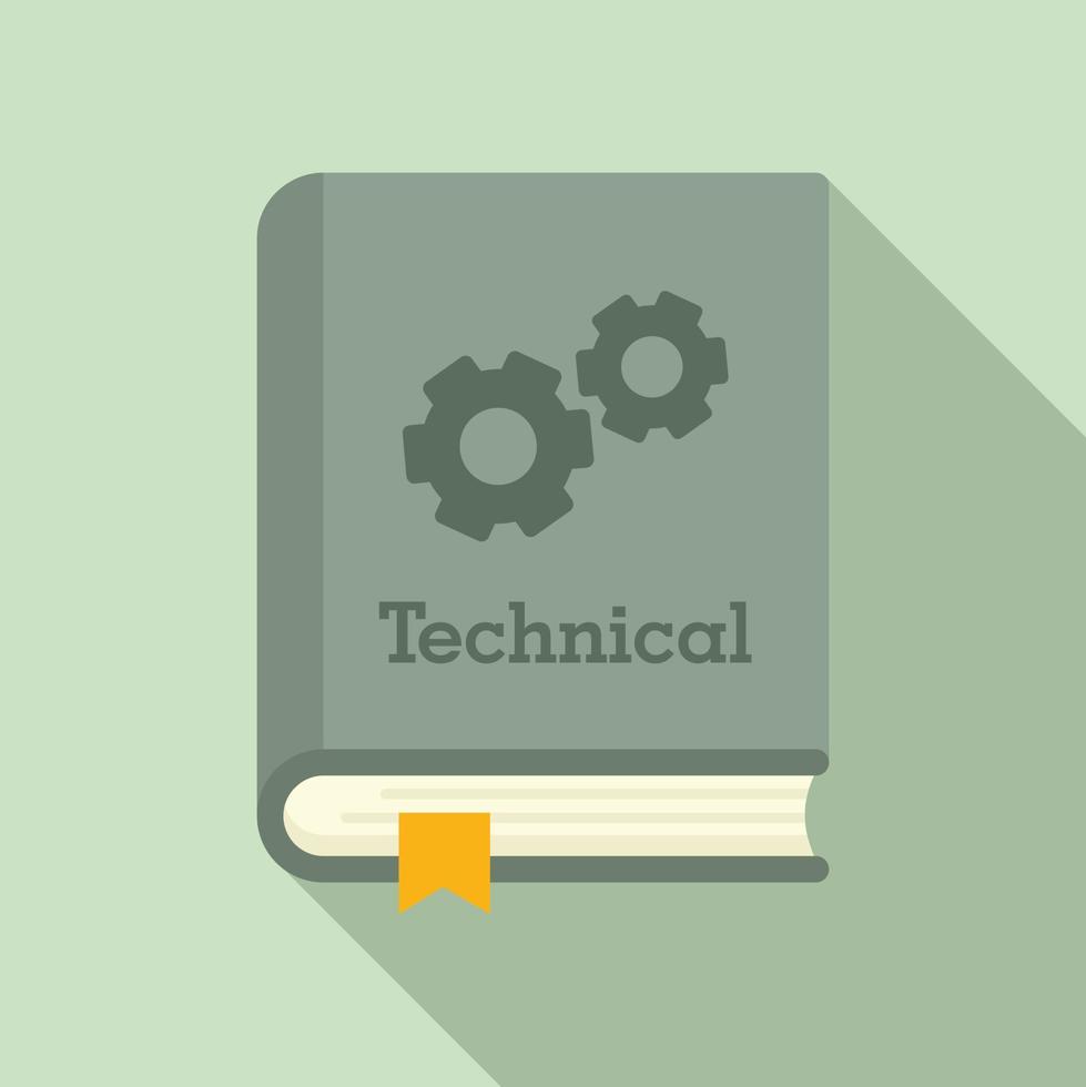 Technical book icon, flat style vector