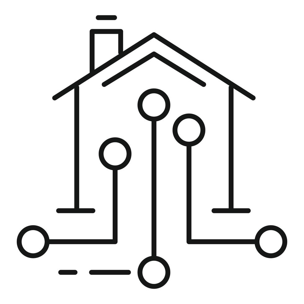 Autonomous house icon, outline style vector