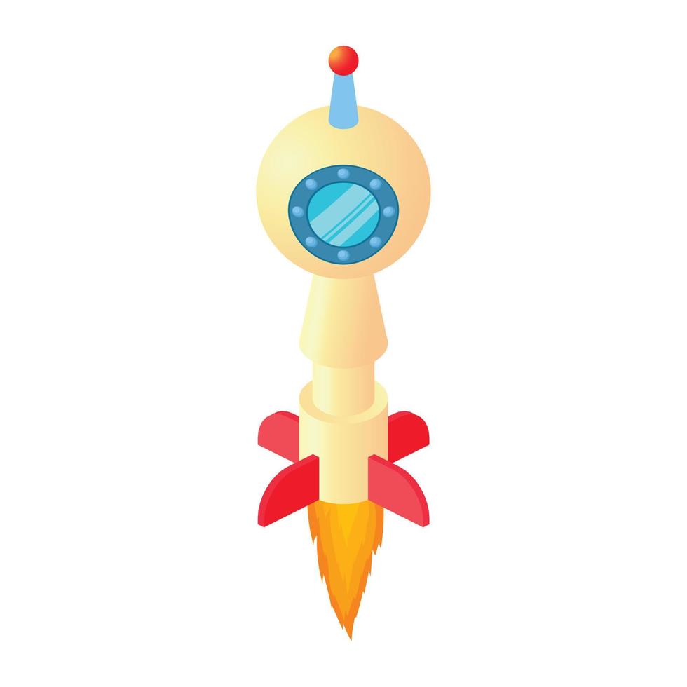 icono de moscas de cohetes, estilo de dibujos animados vector