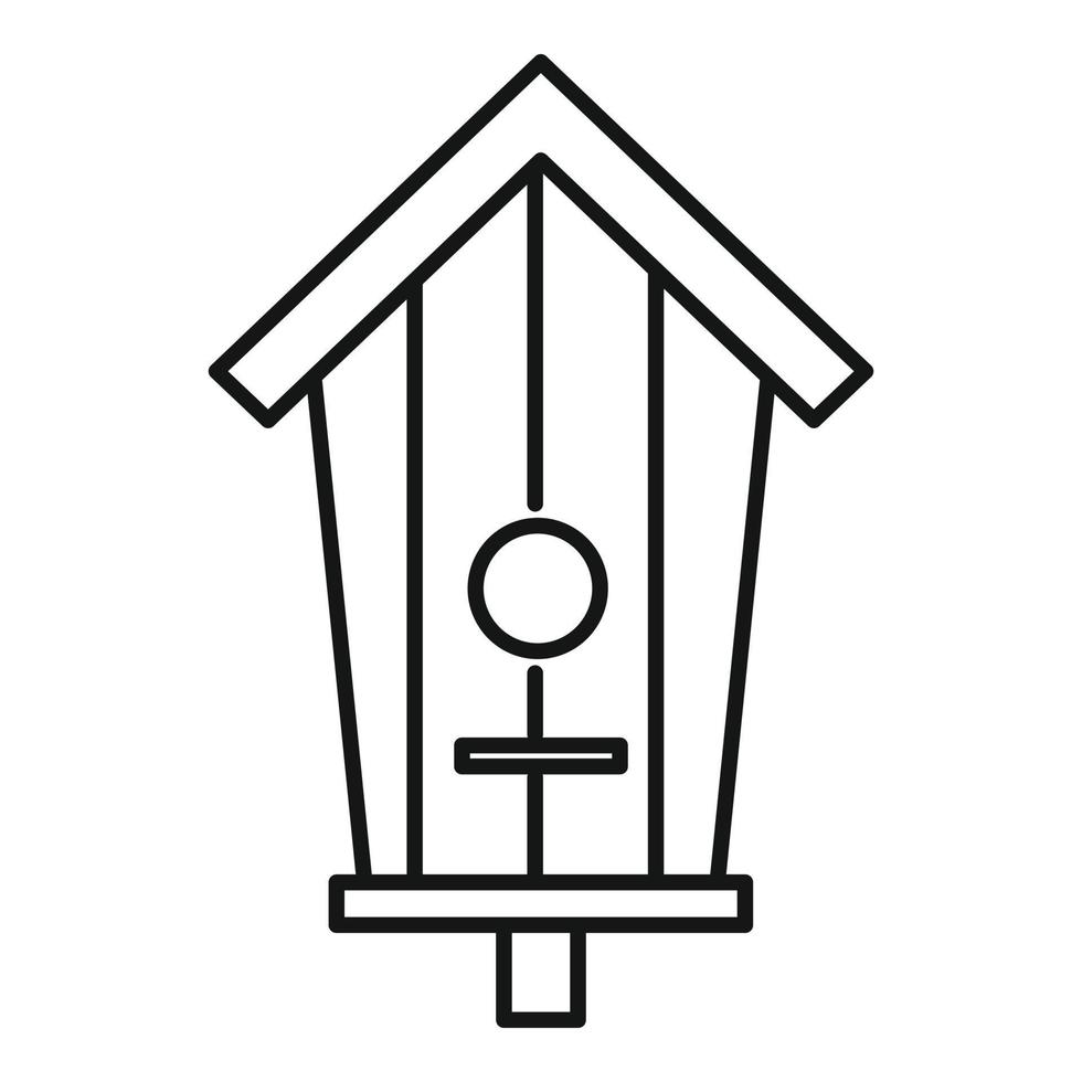 Tree trunk bird house icon, outline style vector