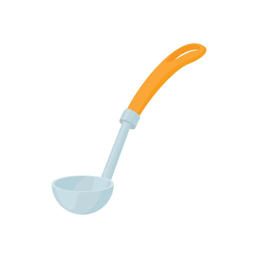 Metallic ladle with orange handle icon vector