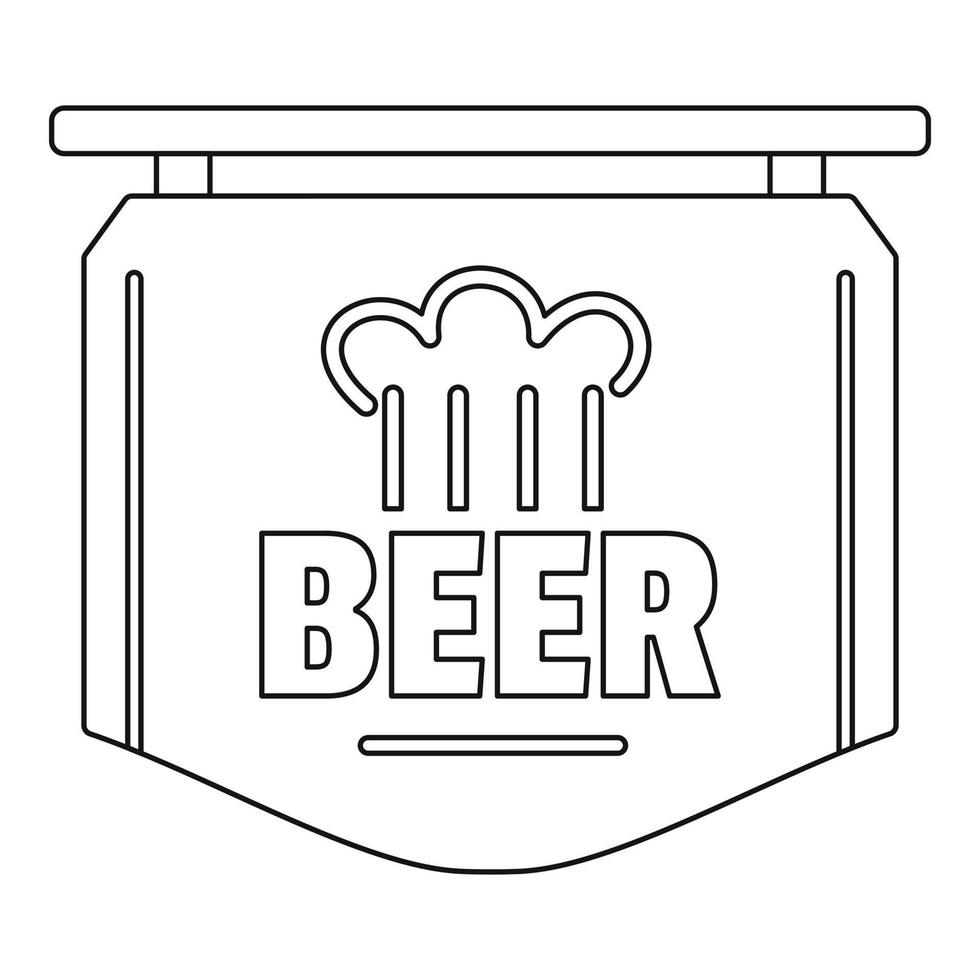 etiqueta de icono de cerveza, estilo de esquema. vector