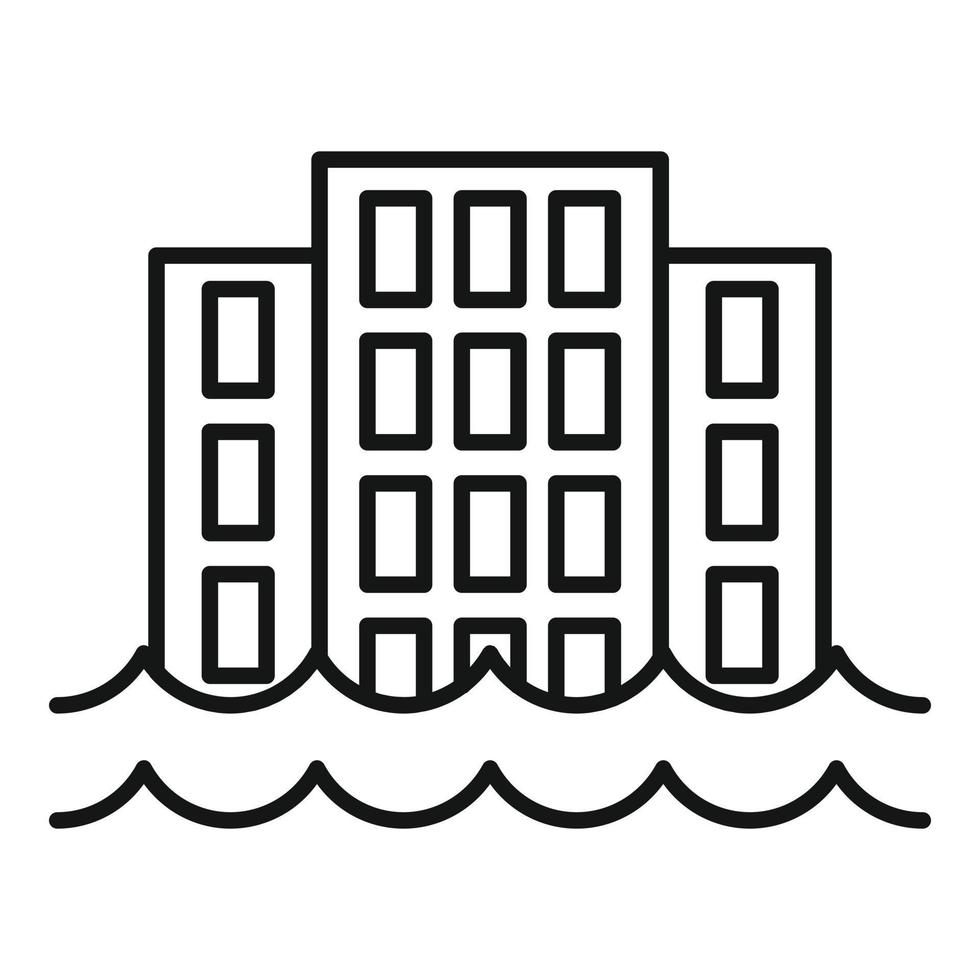 City flood icon, outline style vector