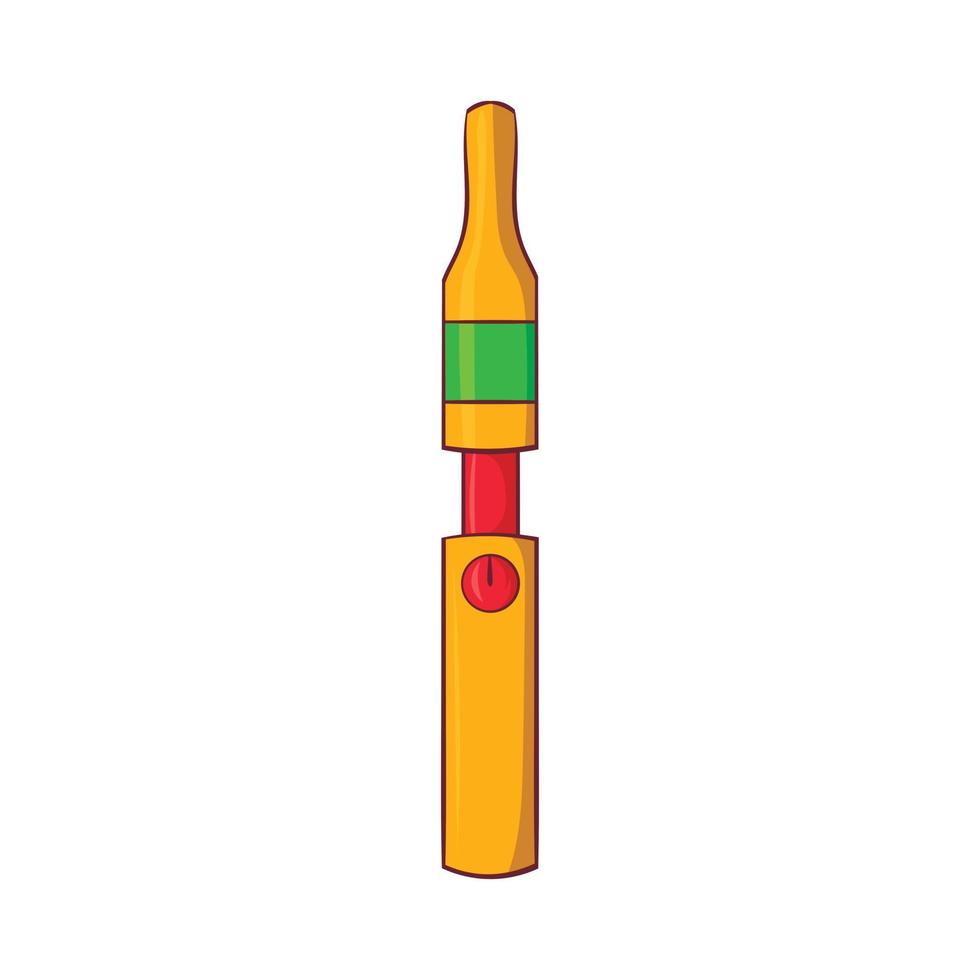 icono de cigarrillo electrónico amarillo, estilo de dibujos animados vector