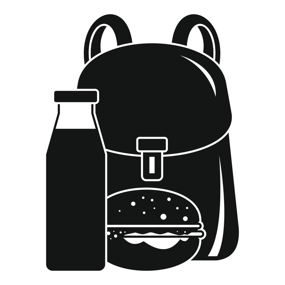 icono de hamburguesa de leche de mochila, estilo simple vector