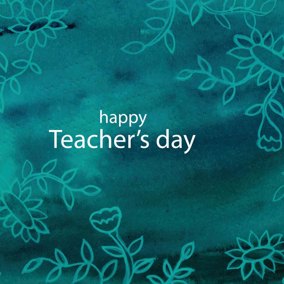 Teacher's day watercolor floral background vector