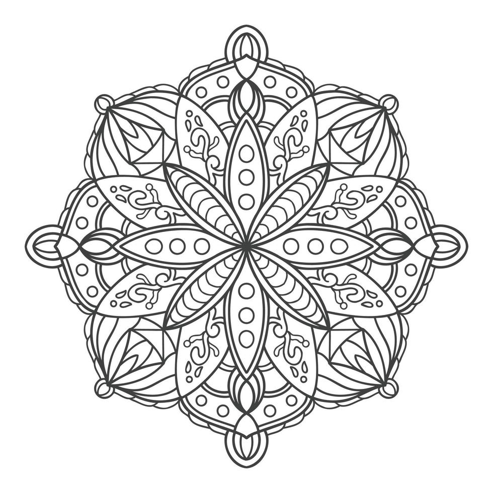 mandala dibujado a mano para colorear adultos vector