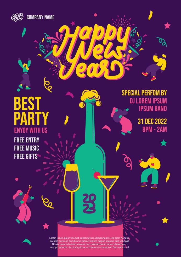 new year party invitation poster vector